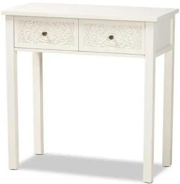 Lambert Classic and Traditional White Finished Wood 2-Drawer Console Table