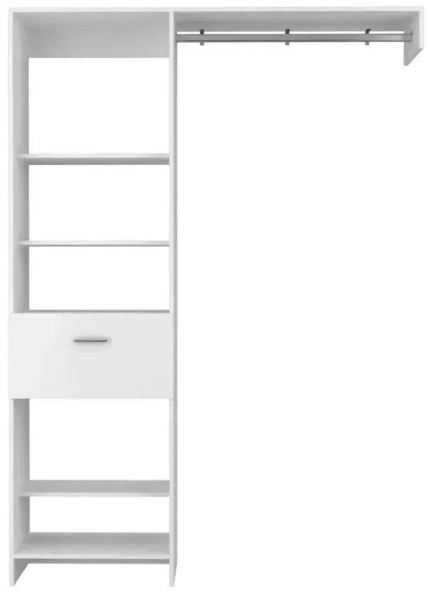DEPOT E-SHOP Dynamic 150 Closet System, Five Open Shelves, One Drawer, One Metal Rod, Black