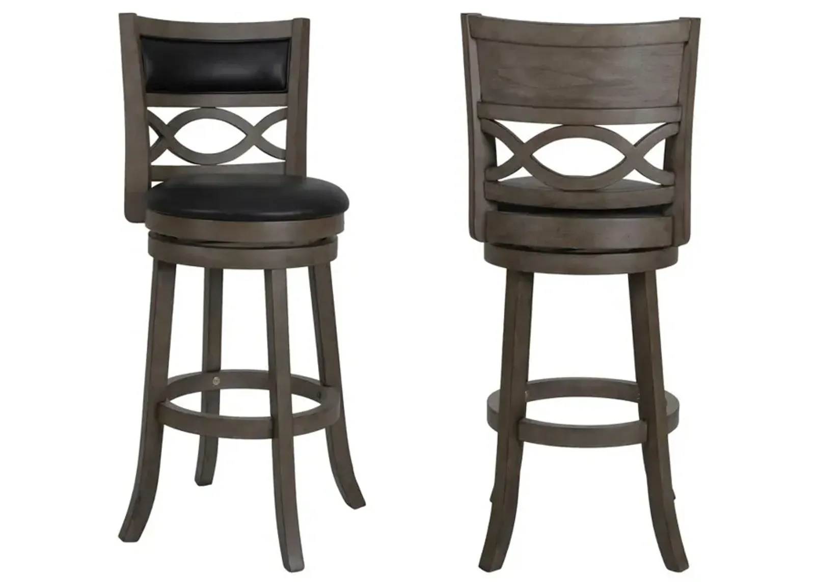 New Classic Furniture New Classic Manchester Gray Wood Swivel Bar Stool with PU Seat (Set of 2)