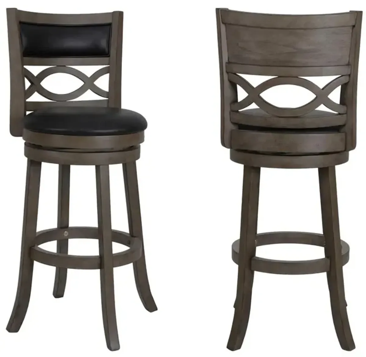 New Classic Furniture New Classic Manchester Gray Wood Swivel Bar Stool with PU Seat (Set of 2)