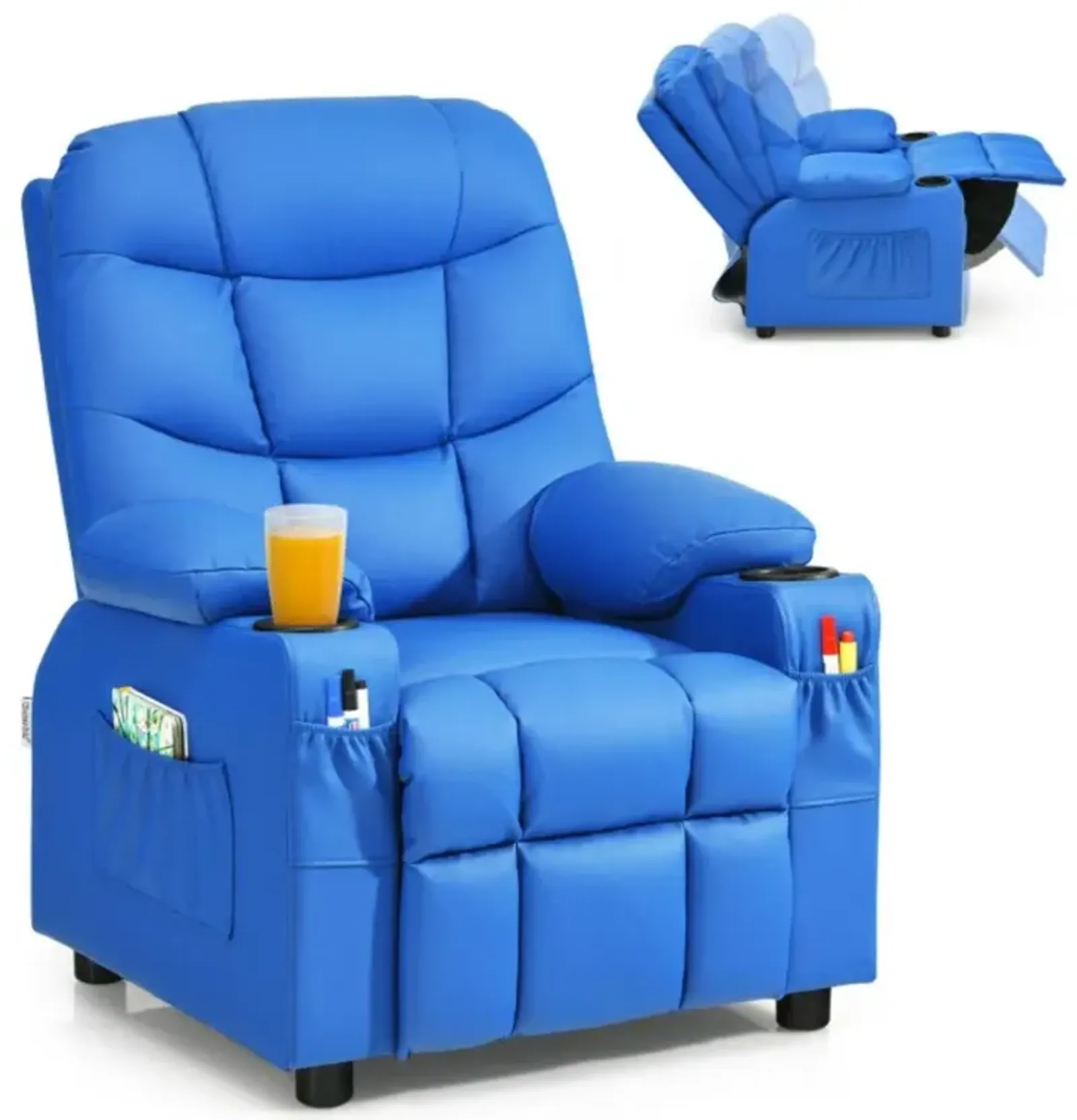 Hivvago Kids Recliner Chair with Cup Holder and Footrest for Children