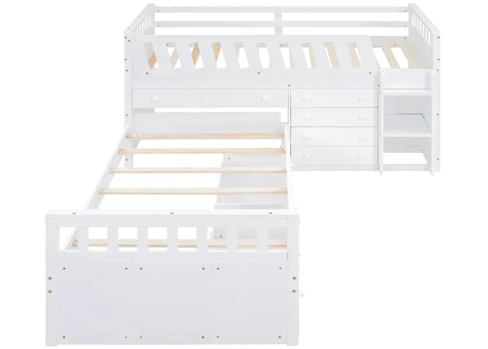 Merax L-shaped Loft Bed  with Platform Bed