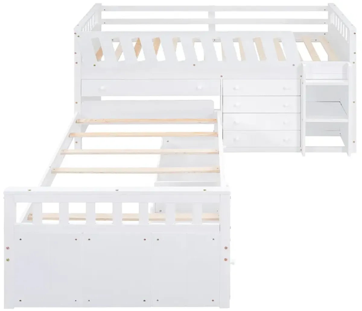 Merax L-shaped Loft Bed  with Platform Bed