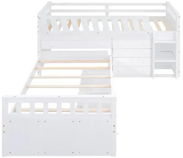 Merax L-shaped Loft Bed  with Platform Bed