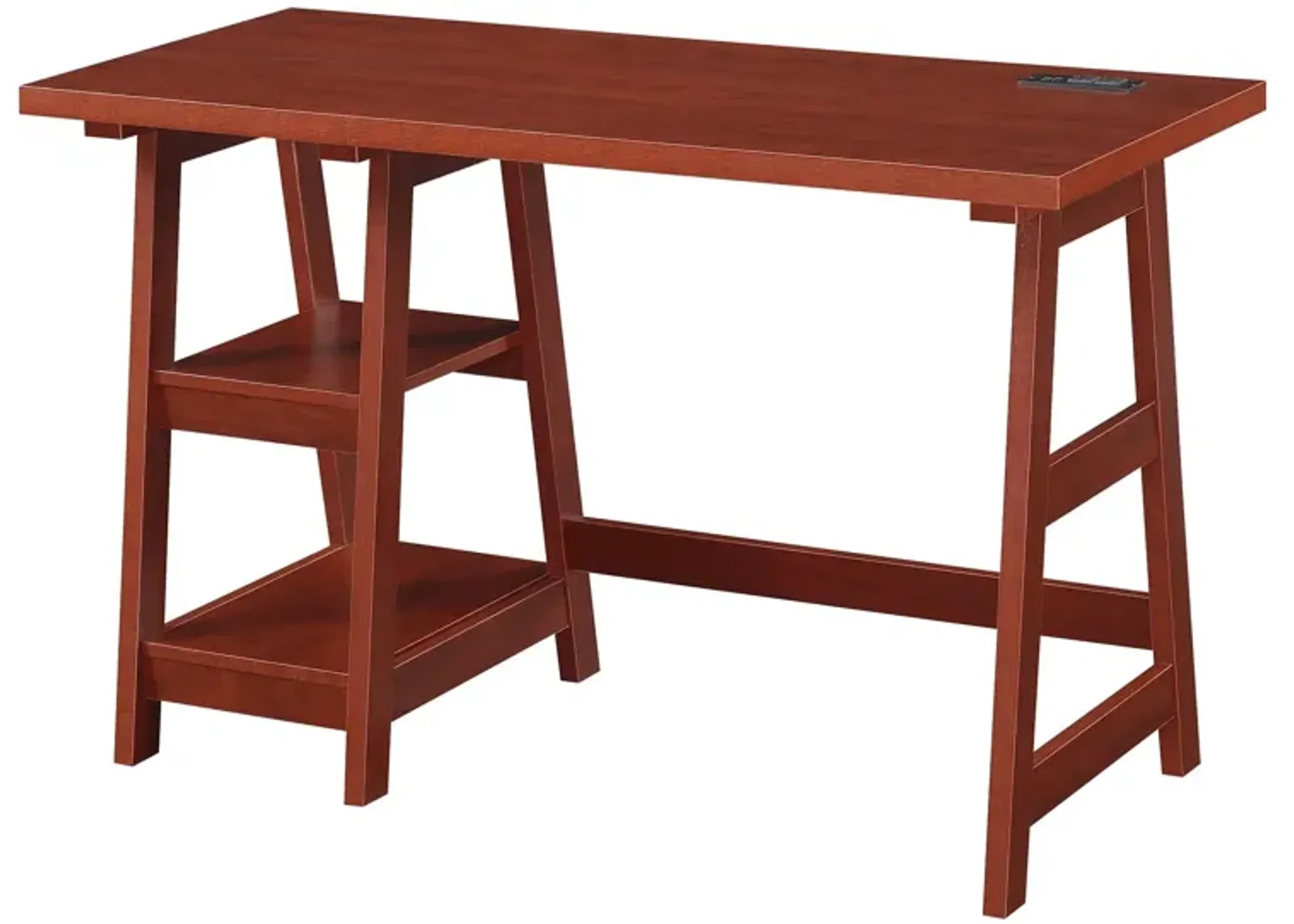 Convenience Concepts Designs2Go Trestle Desk with Charging Station and Shelves