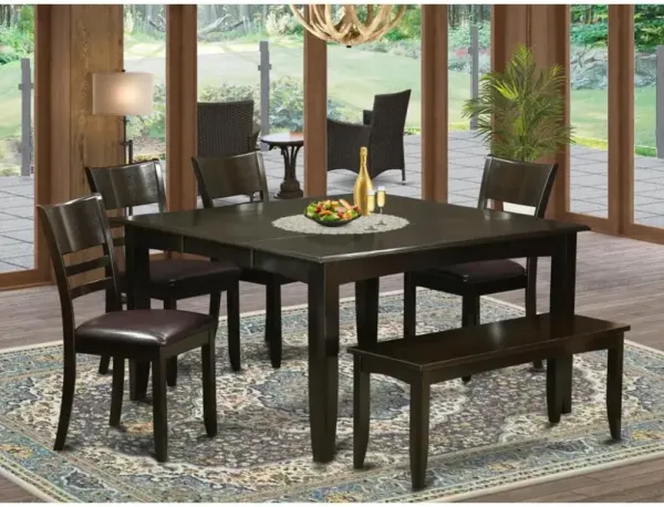 6 Pc Dining set with bench-Dining Table with Leaf and 4 Dinette Chair Plus Bench.