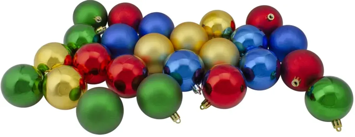 24ct Multi Shatterproof 2-Finish Christmas Ball Ornaments 2.5" (60mm)