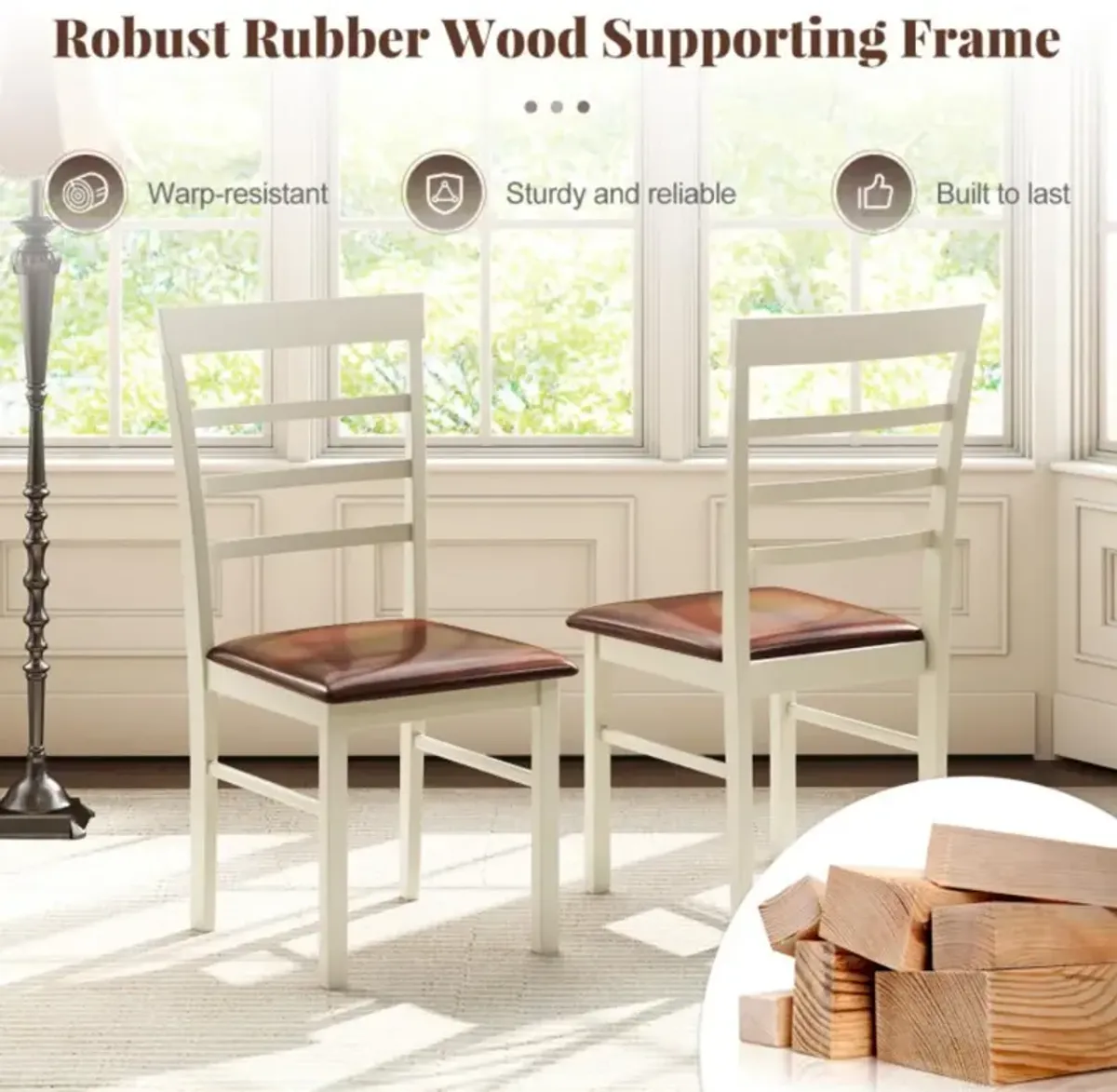 Hivvago PU Leather Upholstered Armless Wooden Dining Chair Set of 2
