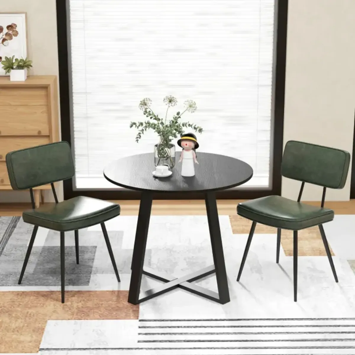 Dining Chair Set of 2 with Padded Backrest and Seat