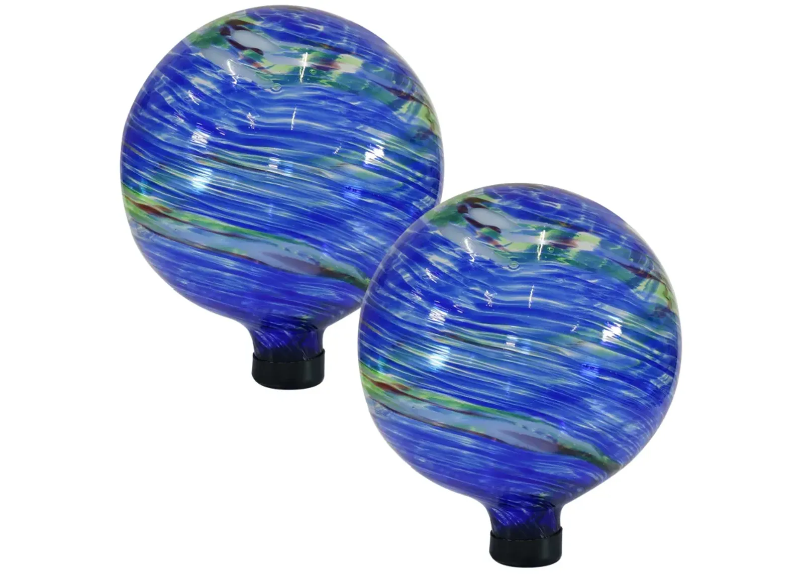 Sunnydaze Northern Lights Glass Gazing Globe - 10 in - 2-Pack 