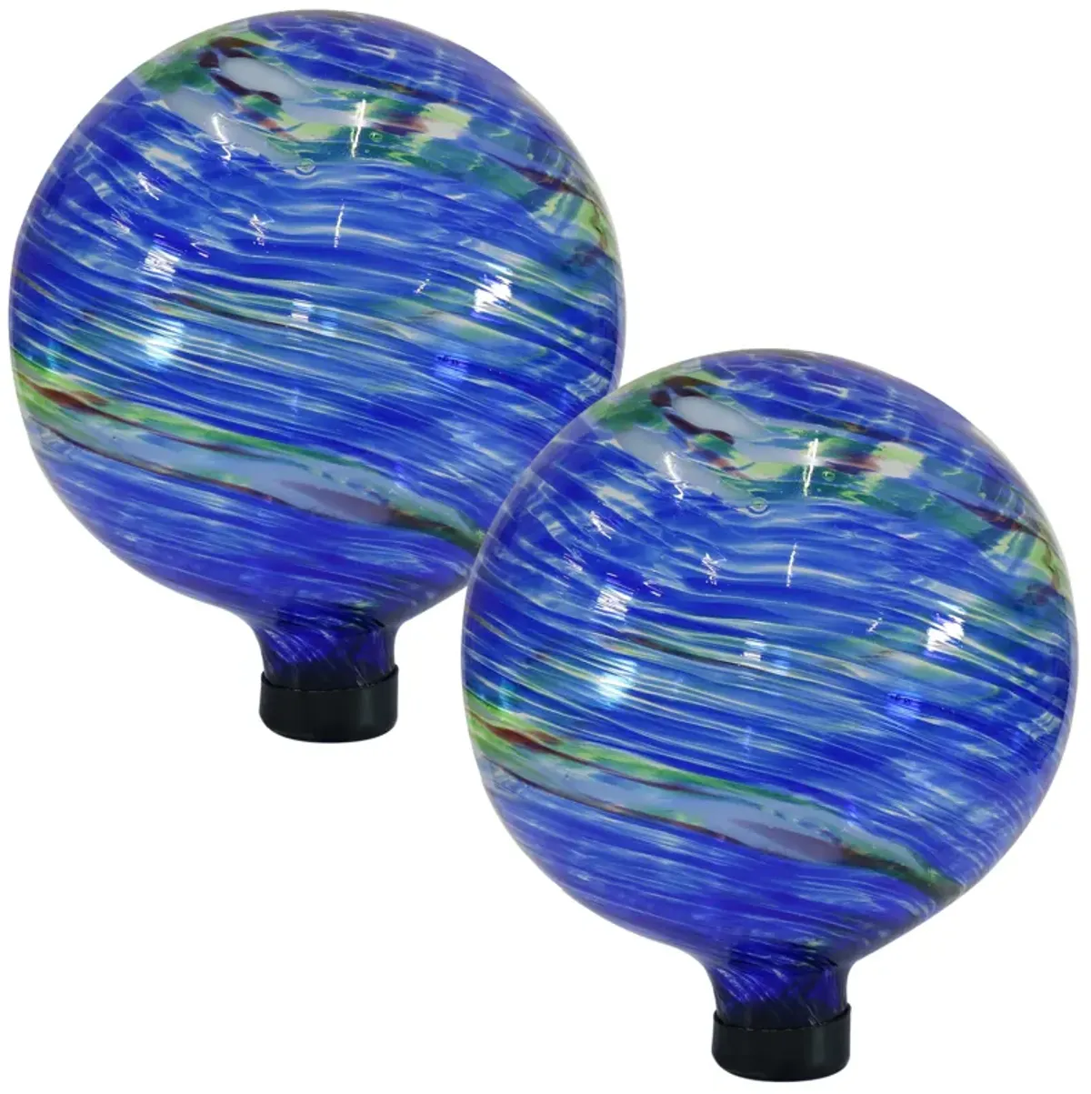 Sunnydaze Northern Lights Glass Gazing Globe - 10 in - 2-Pack 