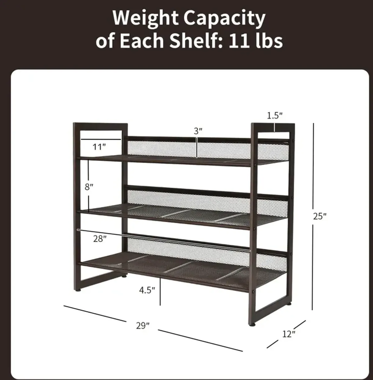 Flat and Slant Metal Shoe Rack for Entryway Hallway