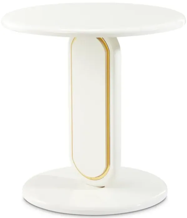 Michael Amini Sassani End Table - Pearl White/Gold