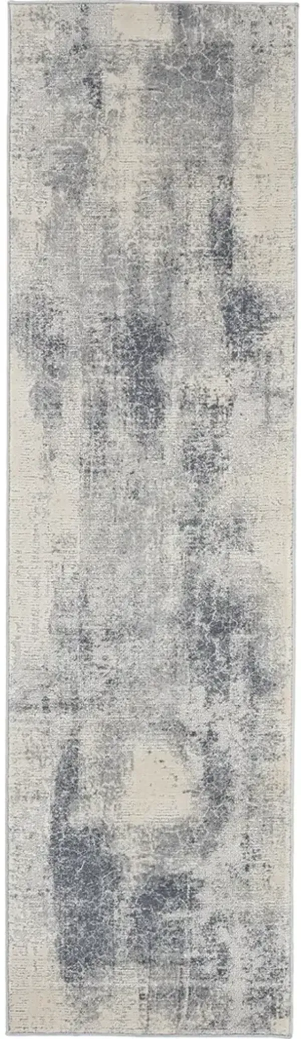 Rustic Textures RUS02 Blue/Ivory 2'2" x 7'6" Rug