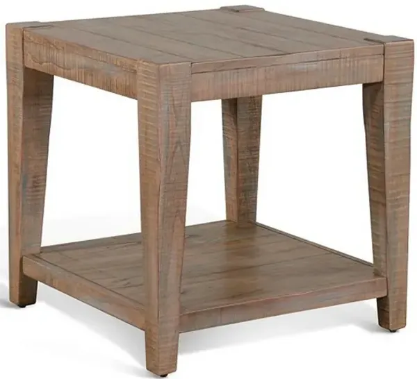 Lilly Side End Table, 1 Shelf, Light Brown Mahogany, 24 Inch Square - Benzara