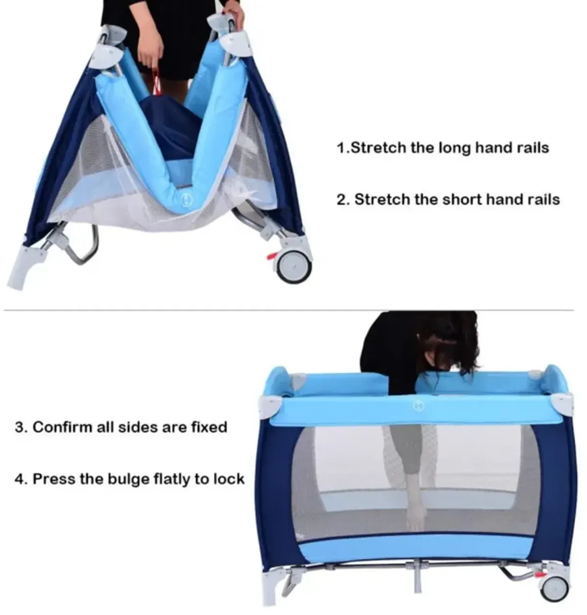 Hivvago Foldable Baby Crib Playpen with Mosquito Net and Bag