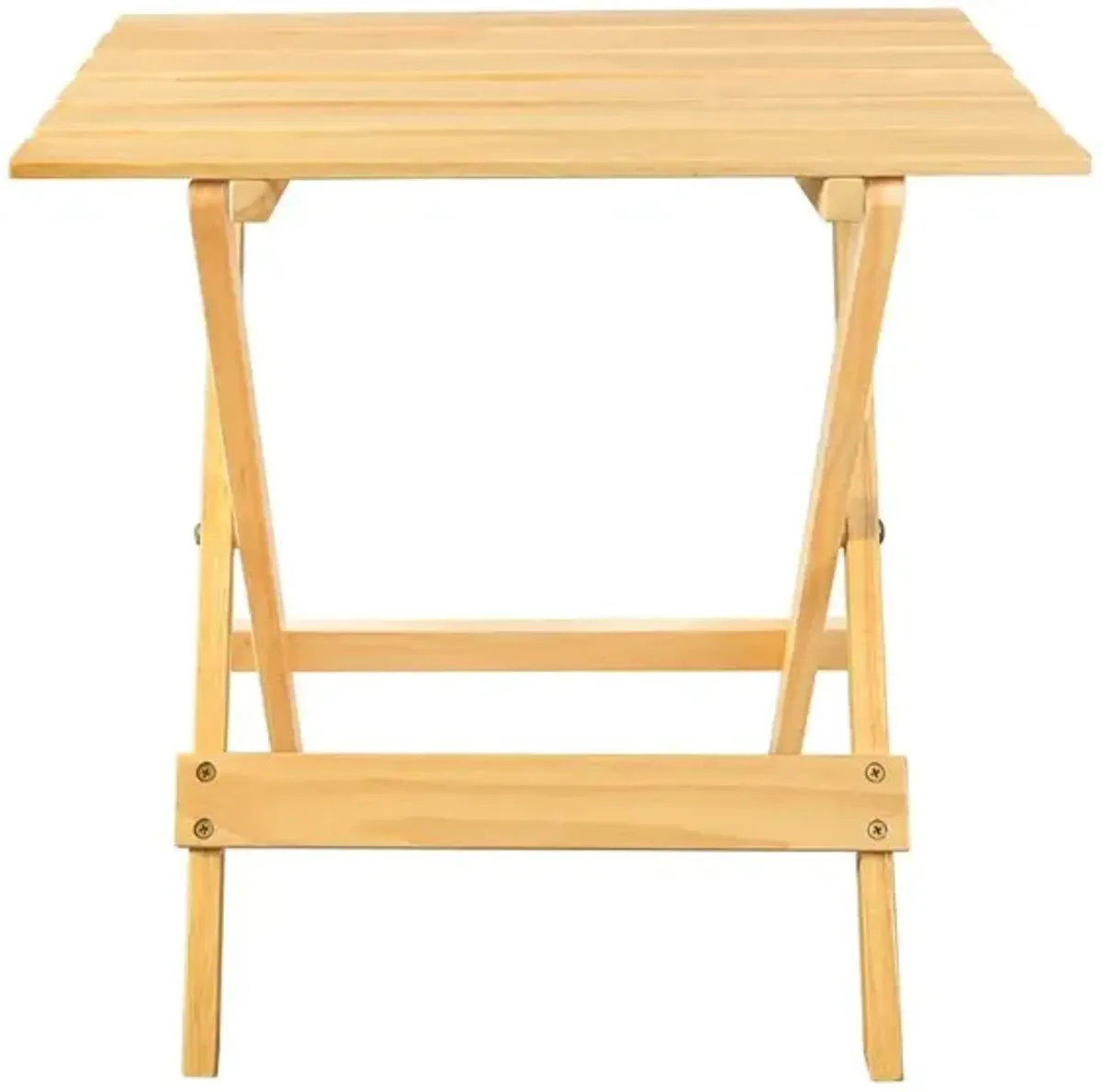 Portable Solid Wood Folding Side Table 2-Piece Set - Natural