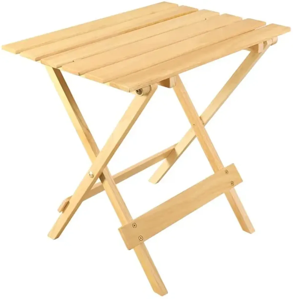 Portable Solid Wood Folding Side Table 2-Piece Set - Natural