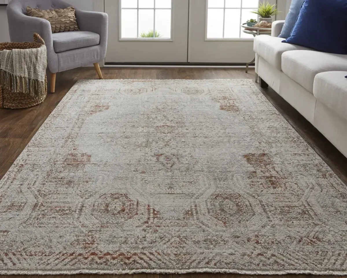 Kaia 39GKF Tan/Ivory/Orange 3' x 8' Rug