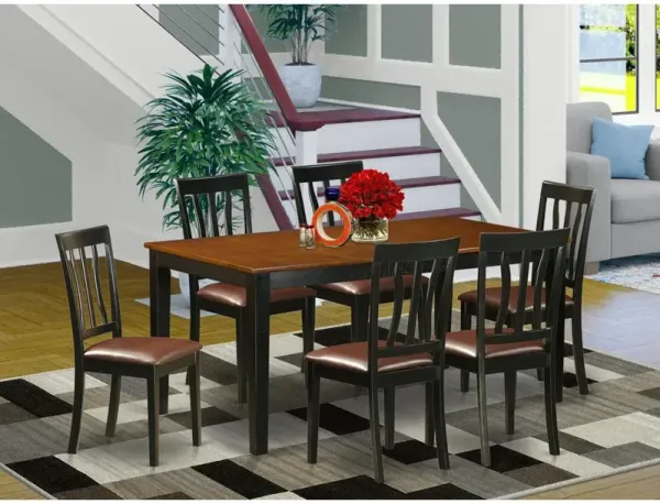 7 PC Kitchen Table set-Dining Table and 6 Wooden Dining Chairs