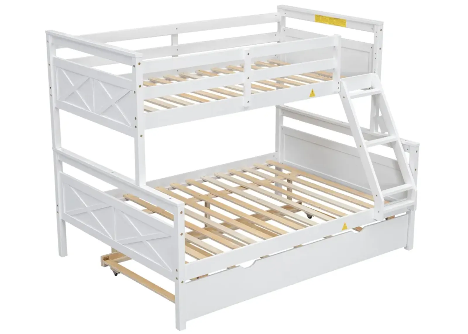 Merax Twin over Full Bunk Bed with Ladder and Twin Trundle