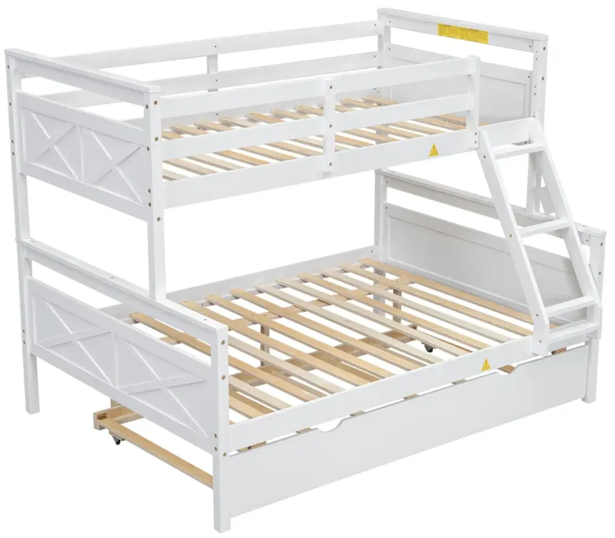 Merax Twin over Full Bunk Bed with Ladder and Twin Trundle