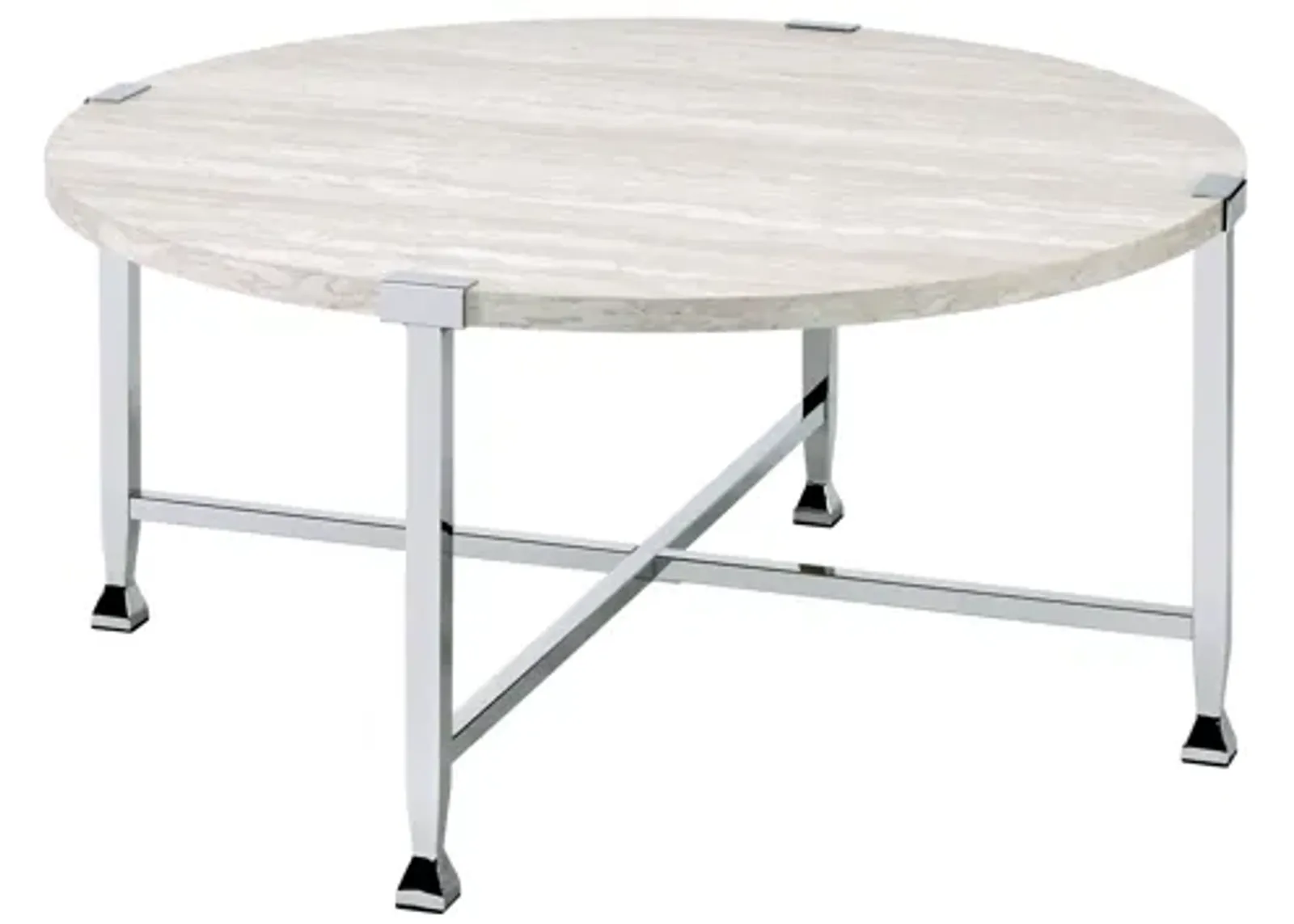 ACME Brecon Coffee Table, White Oak &Chrome