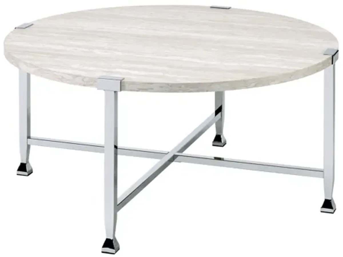 ACME Brecon Coffee Table, White Oak &Chrome