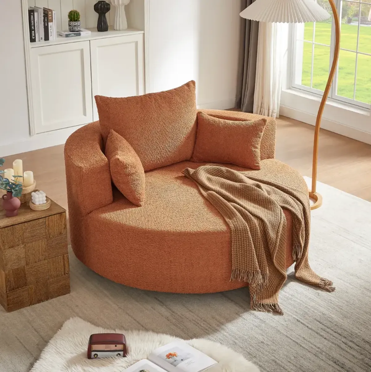 Merax Swivel Round Sofa Accent Barrel Chair for Living Room