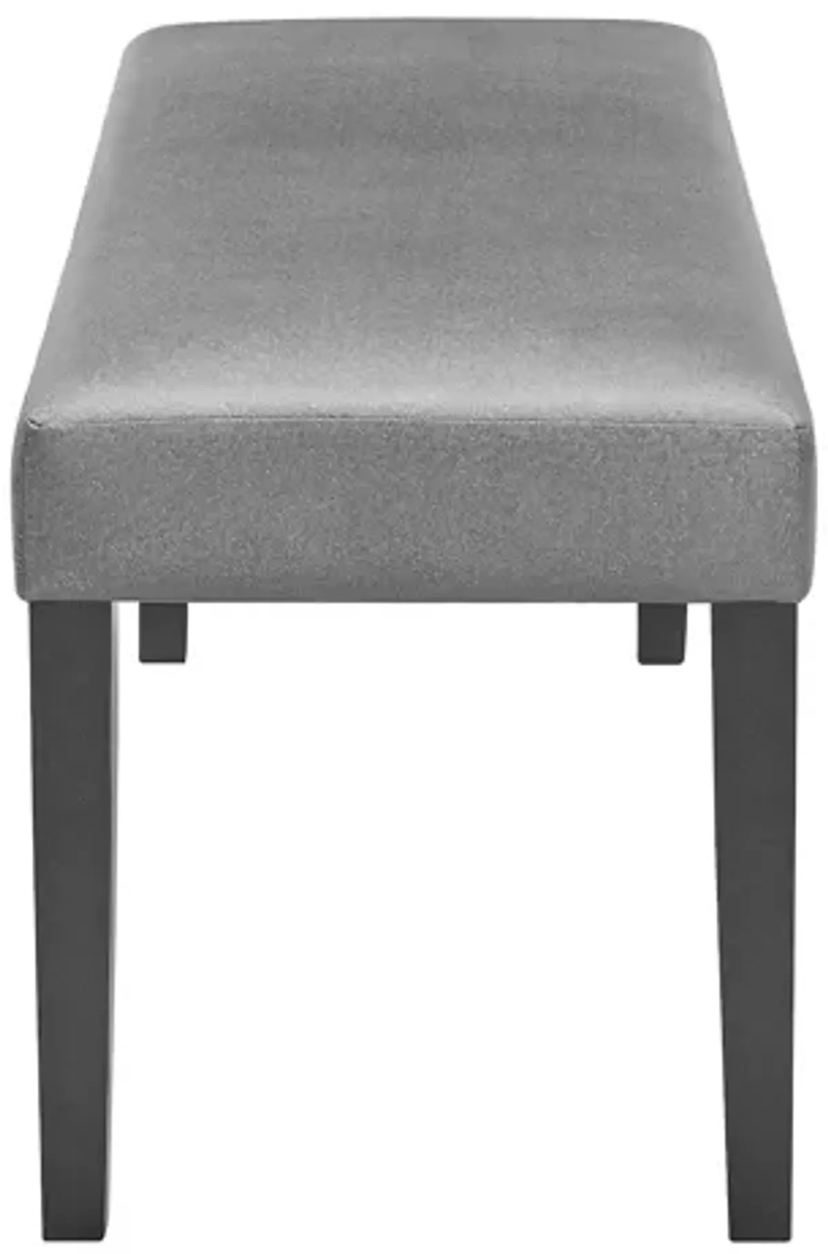 Brandon 46 Inch Bench, Black Wood Frame, Gray Fabric Upholstery - Benzara