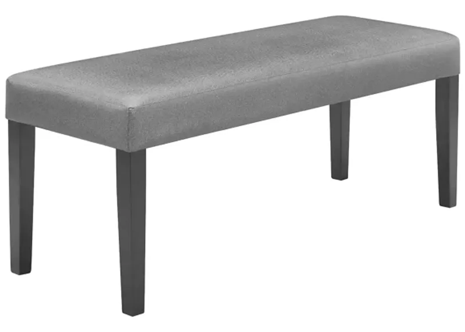 Brandon 46 Inch Bench, Black Wood Frame, Gray Fabric Upholstery - Benzara