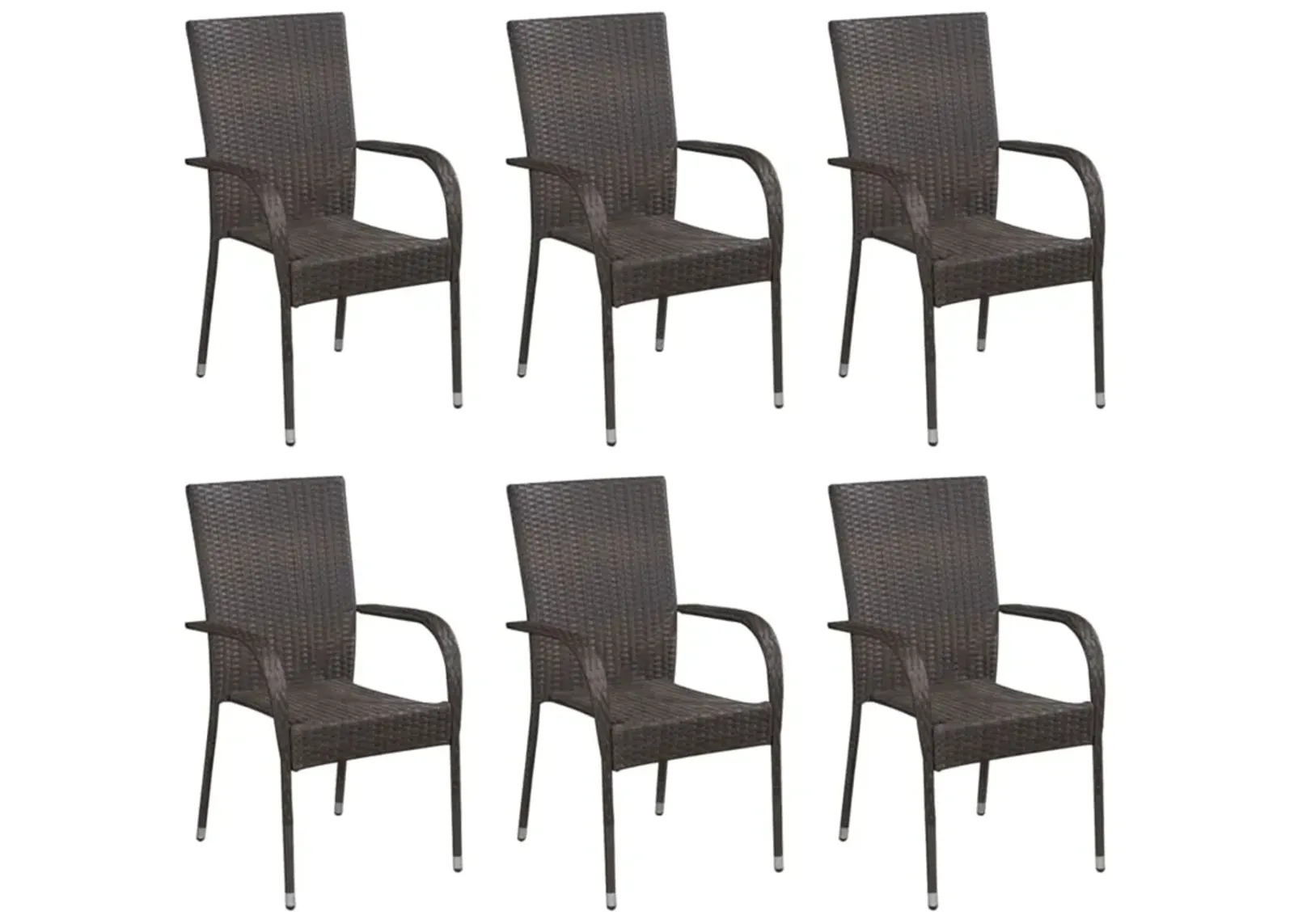 vidaXL Stackable Outdoor Chairs 6 pcs Poly Rattan Brown