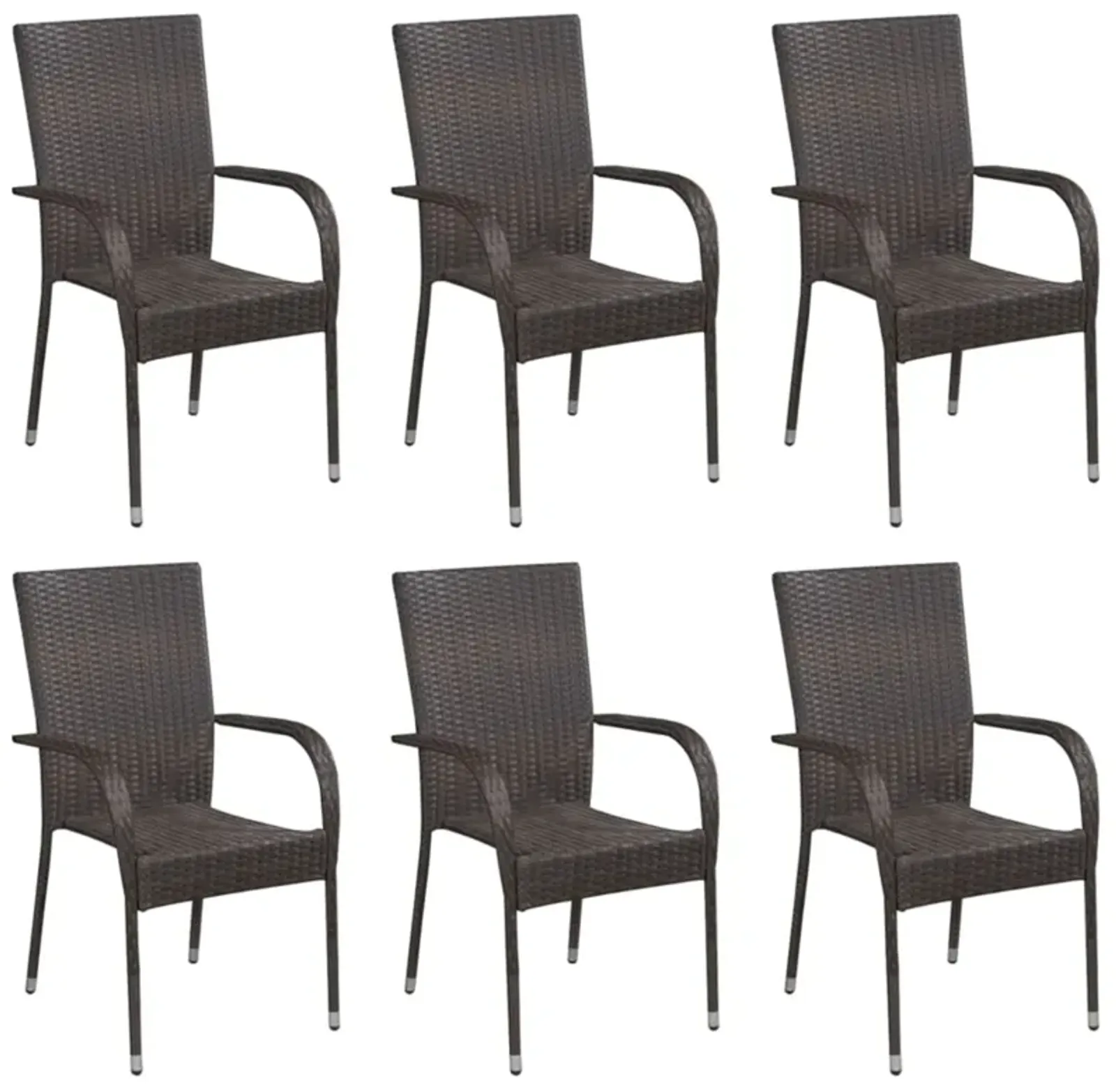 vidaXL Stackable Outdoor Chairs 6 pcs Poly Rattan Brown