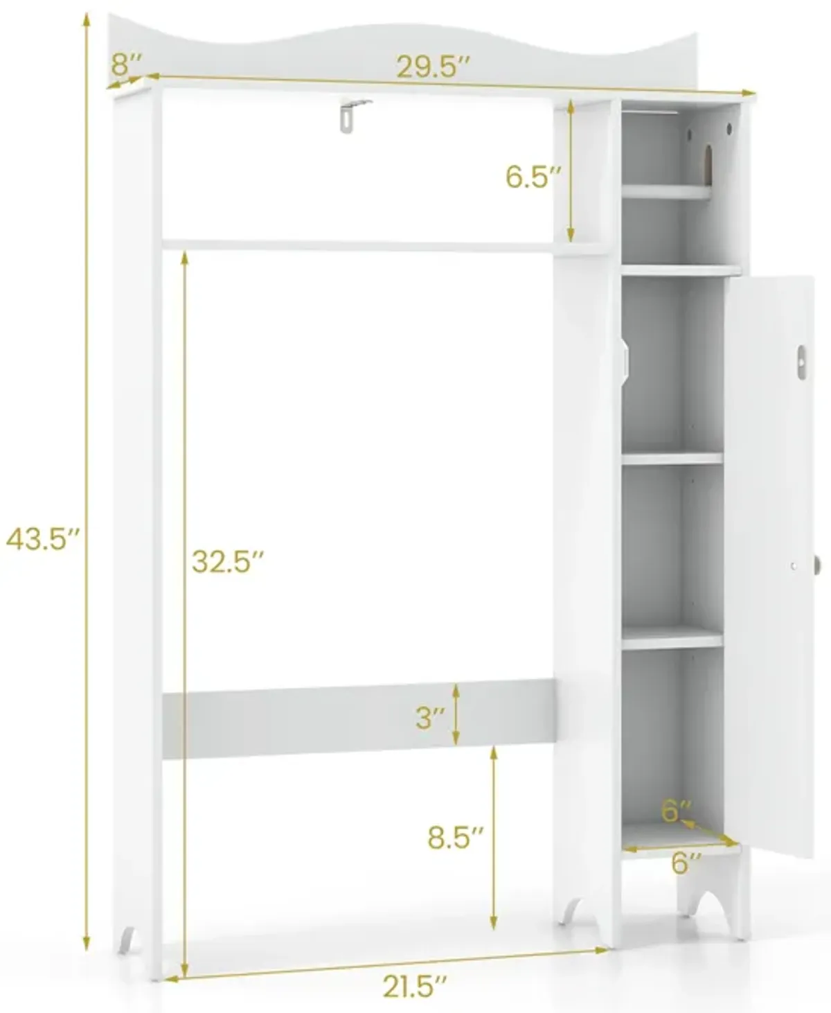 Costway Over the Toilet Storage Cabinet w/Toilet Paper Holder Adjustable Shelves White