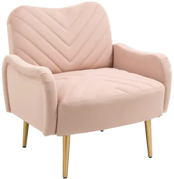 Velvet Chair, Accent Chair/ Living Room Leisure Chair With Metal Feet