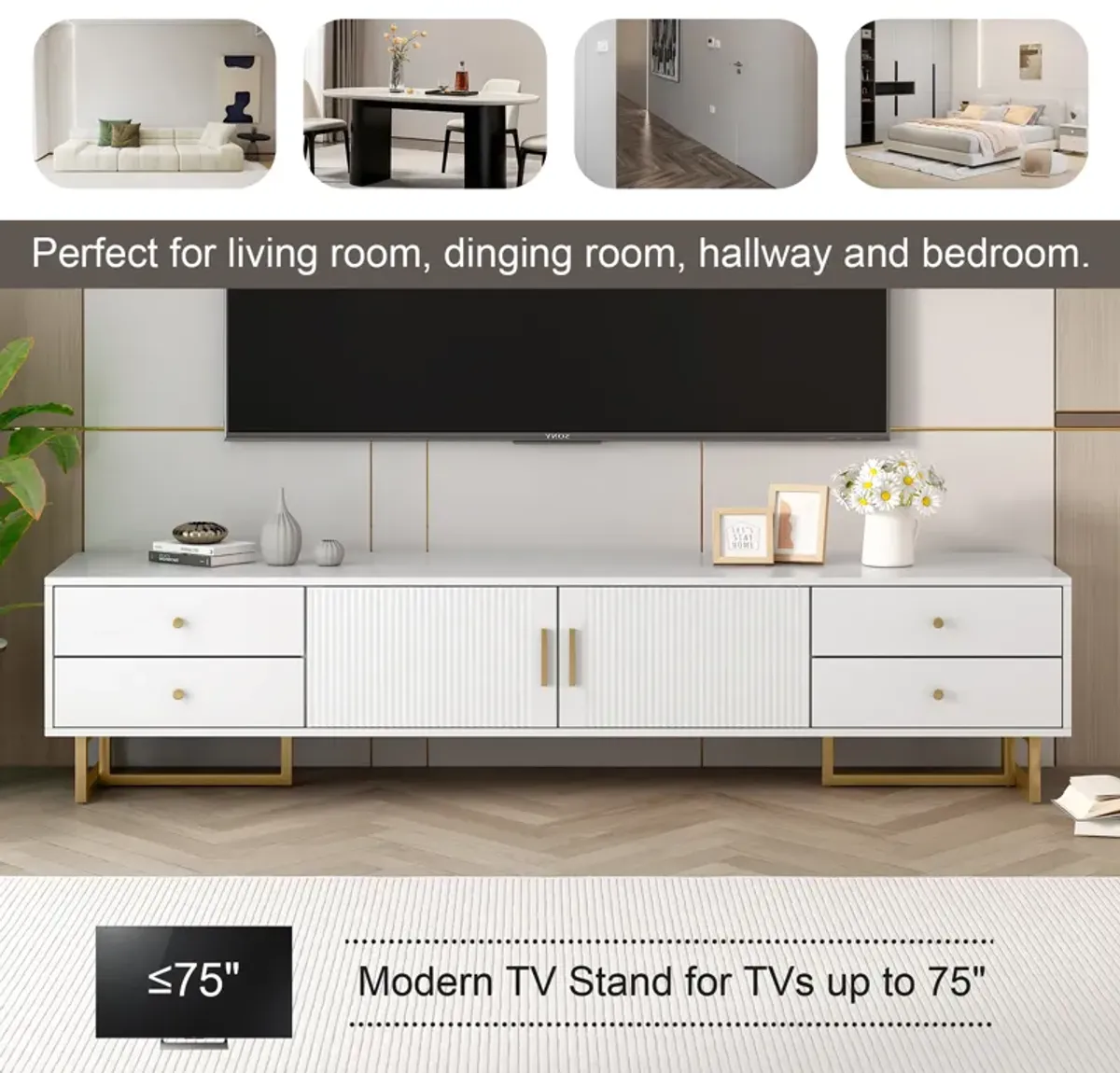 Merax Modern TV Stand with Storage Cabinet