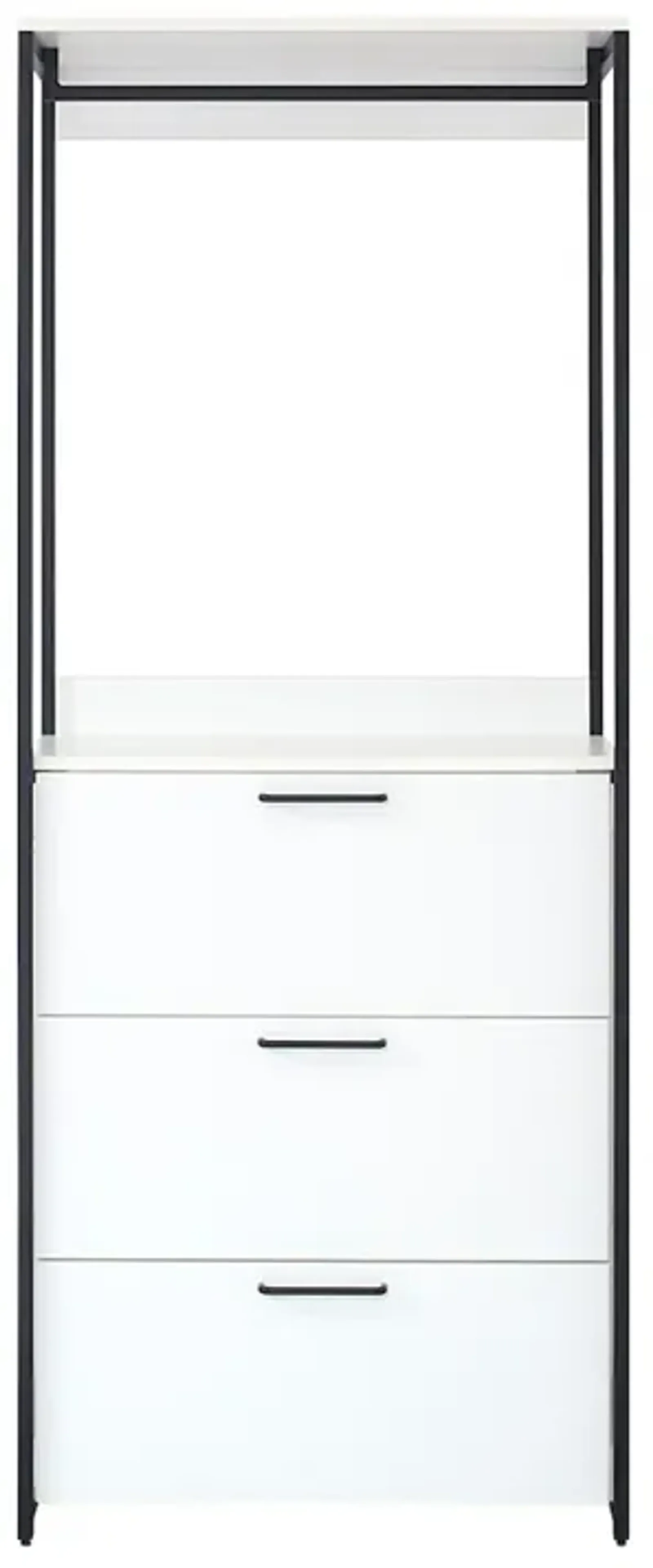 FC Design Klair Living Wood and Metal Walk-in Closet with Three Drawers