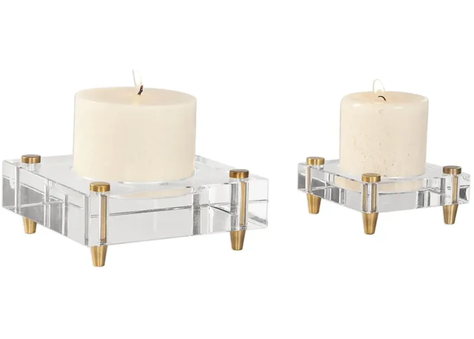 Uttermost Claire Crystal Block Candleholders, S/2