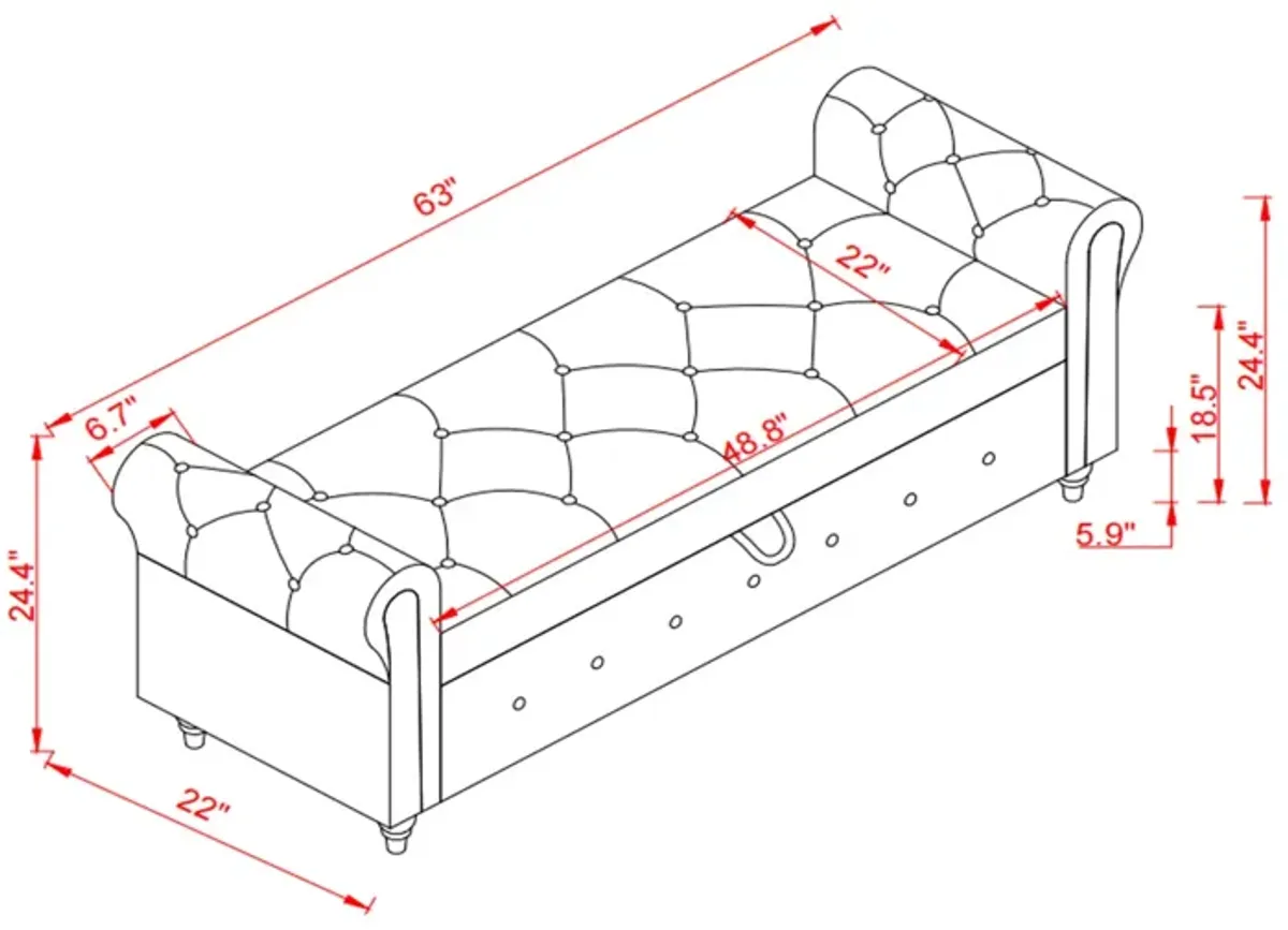 63" Bed Bench Yellow Fabric