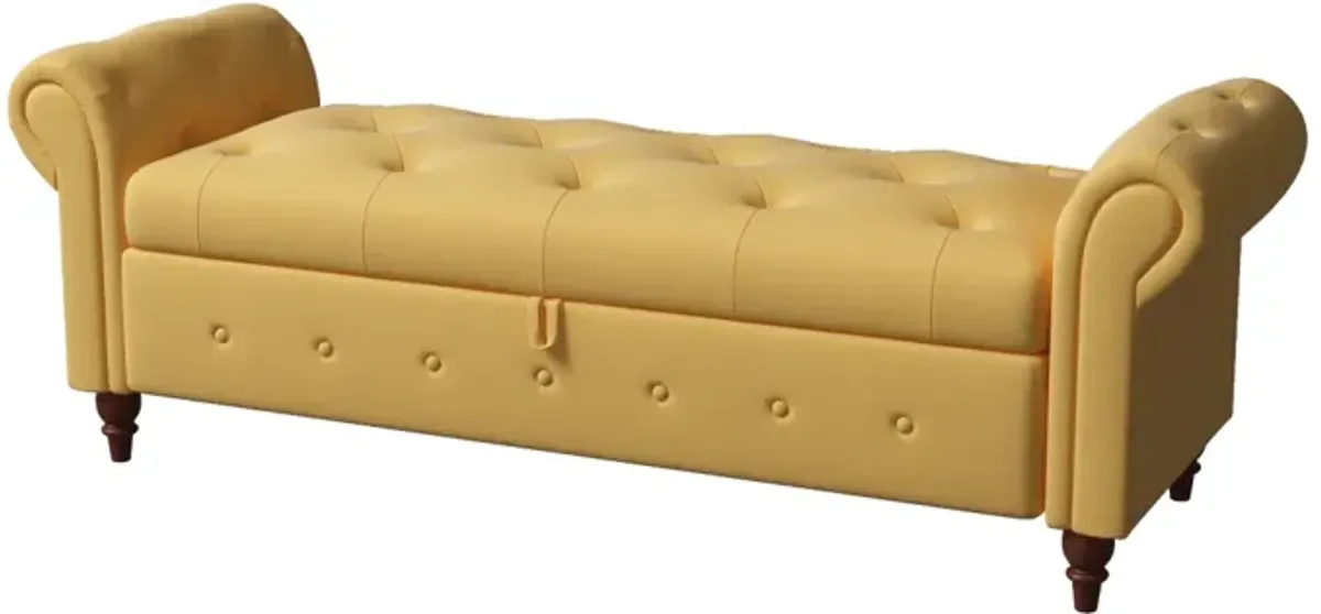 63" Bed Bench Yellow Fabric