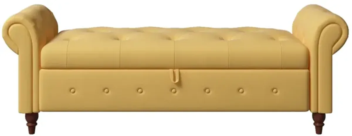 63" Bed Bench Yellow Fabric