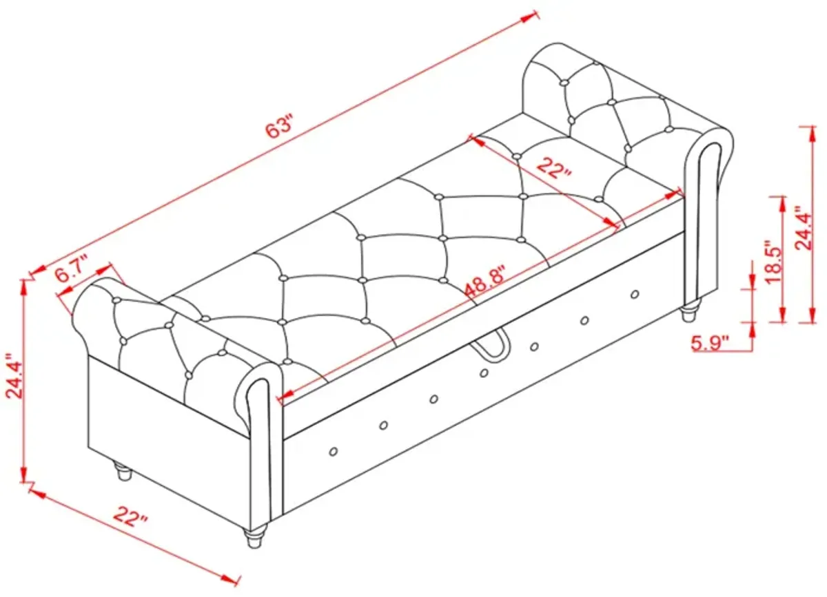 63" Bed Bench Yellow Fabric