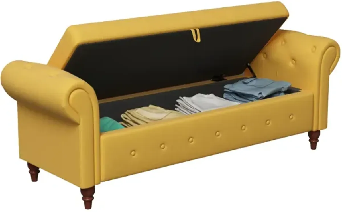 63" Bed Bench Yellow Fabric