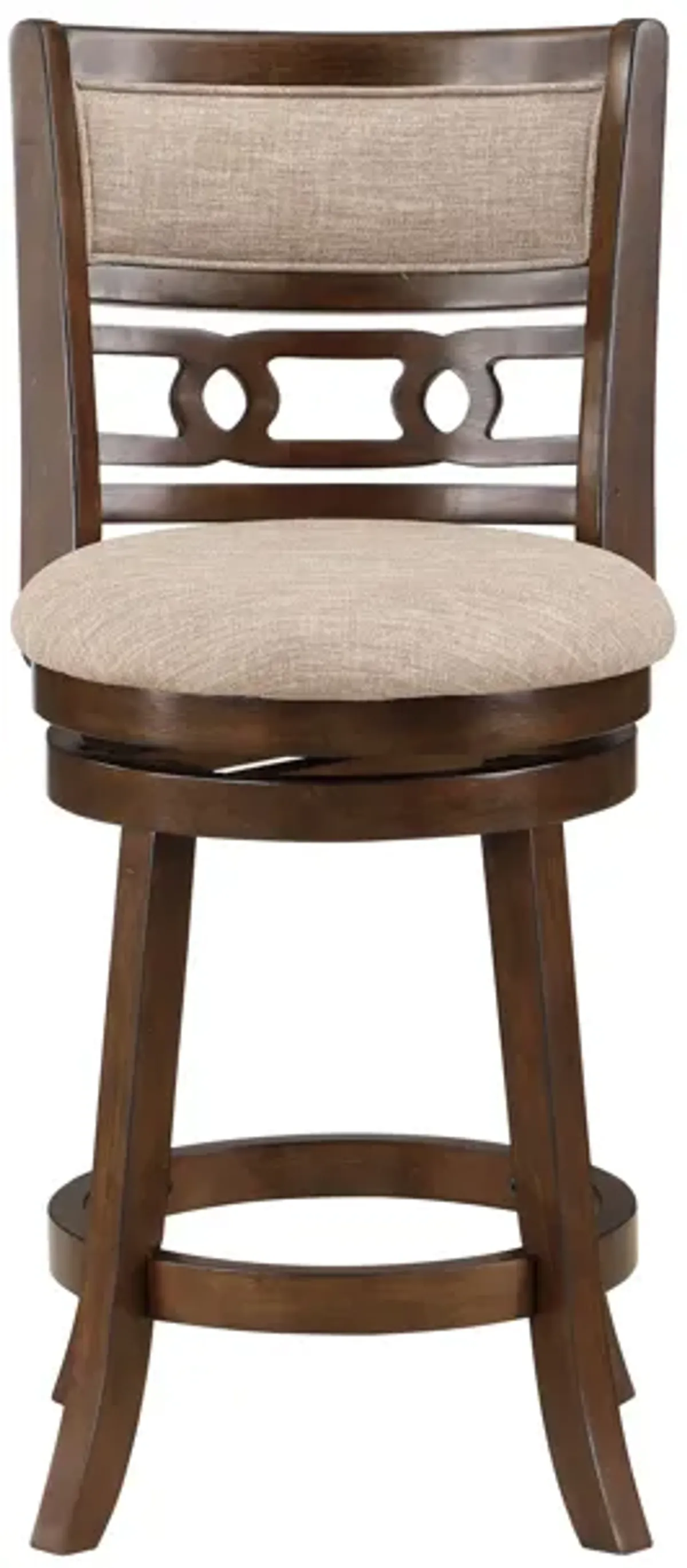 Gary 24 Inch Swivel Counter Stool, Cushioned Seat, Open Back, Cherry Brown - Benzara