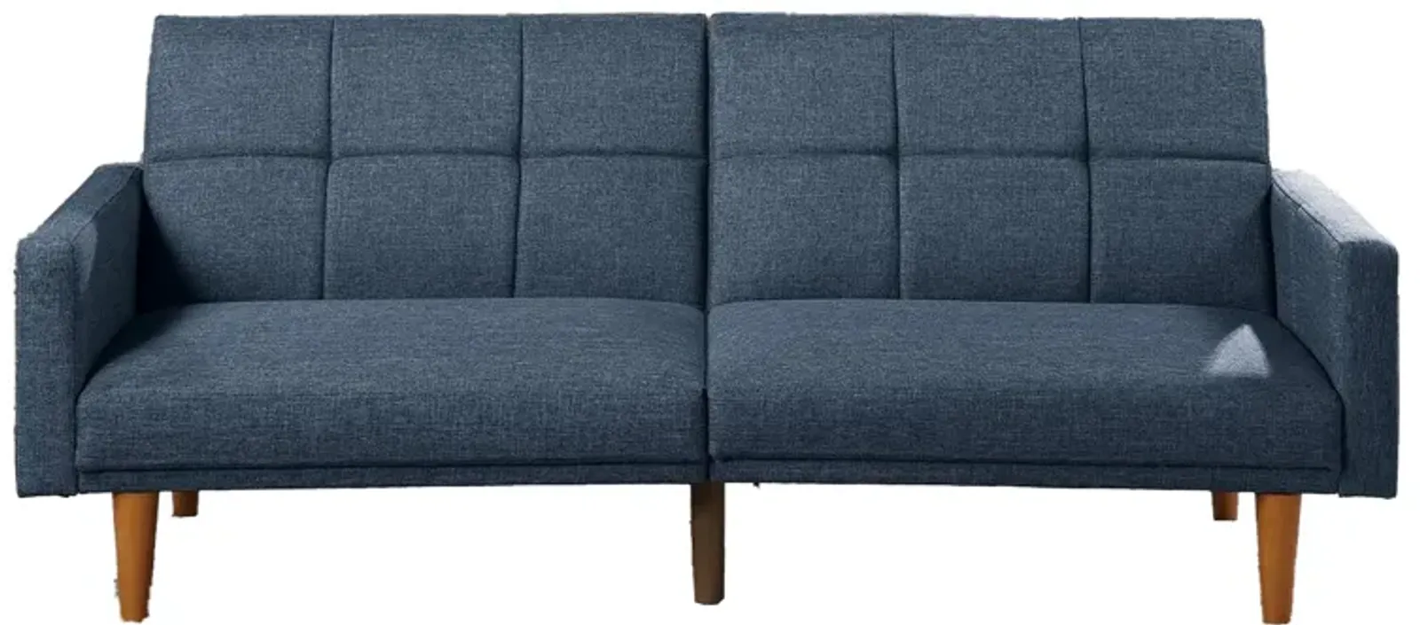 Fabric Adjustable Sofa with Square Tufted Back, Blue