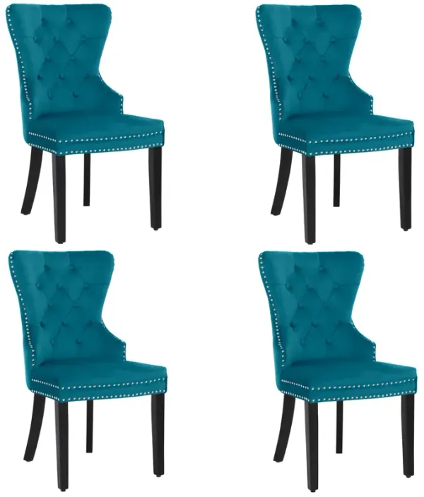 WestinTrends Velvet Upholstered Tufted Dining Chairs (Set of 4)