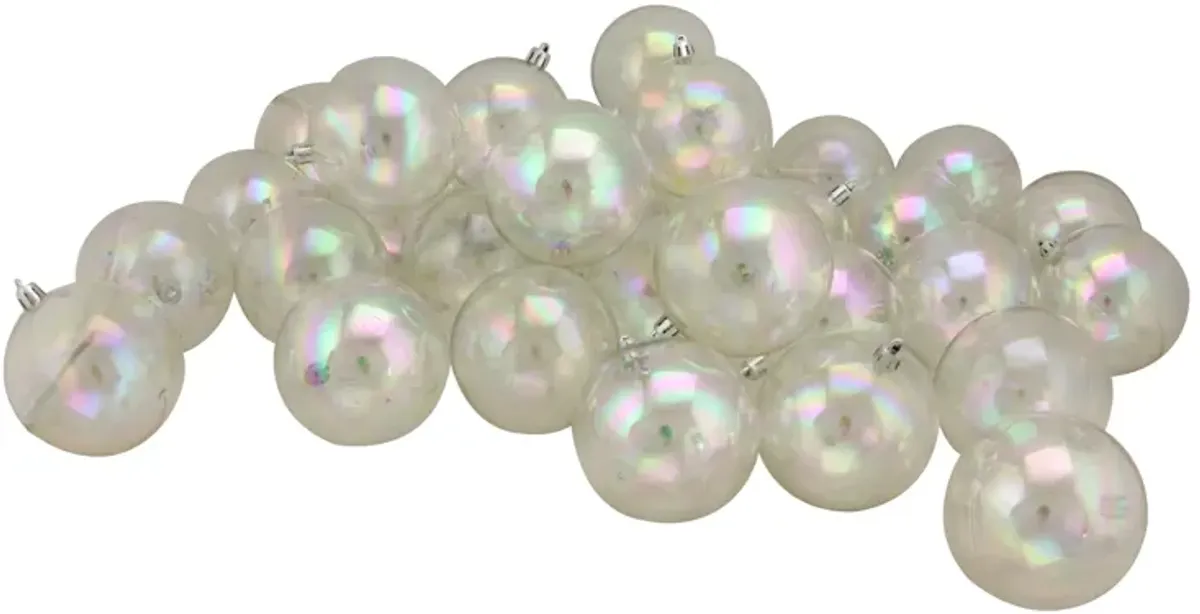 32ct Clear Iridescent Shatterproof Shiny Christmas Ball Ornaments 3.25" (80mm)