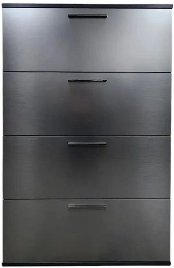 Bliss Glossy Four-Drawer Jumbo Chest in Metallic Gray