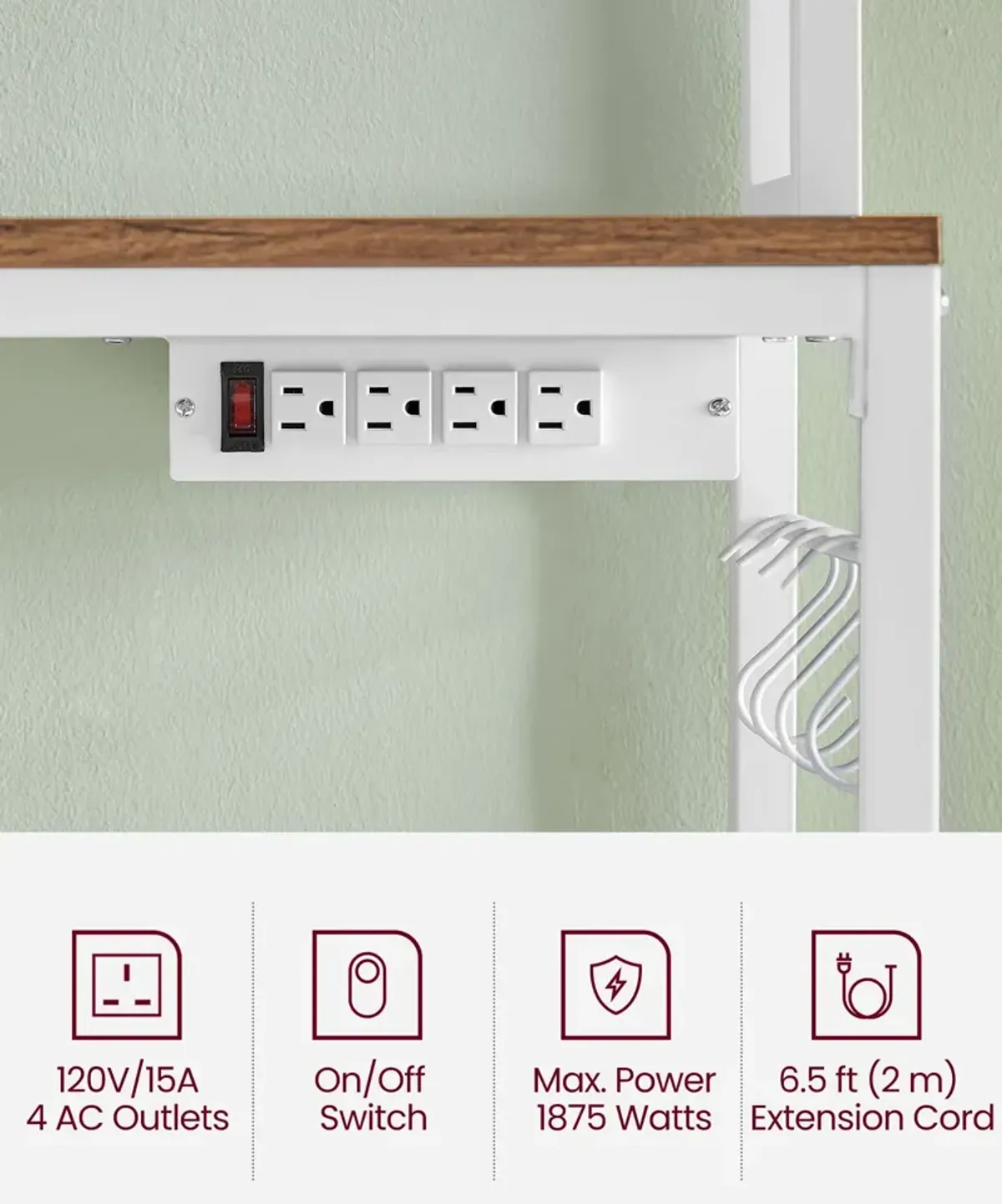 Hutch Bakers Rack with Power Outlet