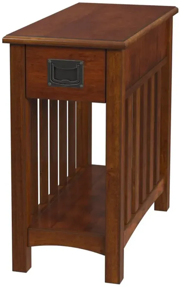 Wooden Rectangular End Table with Pull-Out Drawer and Open Shelf for Storage